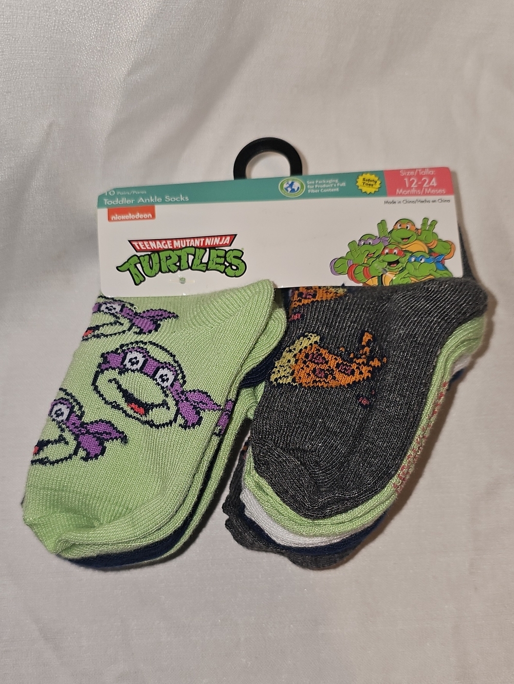 Teenage Mutant Ninja Turtles TMNT Toddler Ankle Socks, 10-pack, Size 12-24 Month
